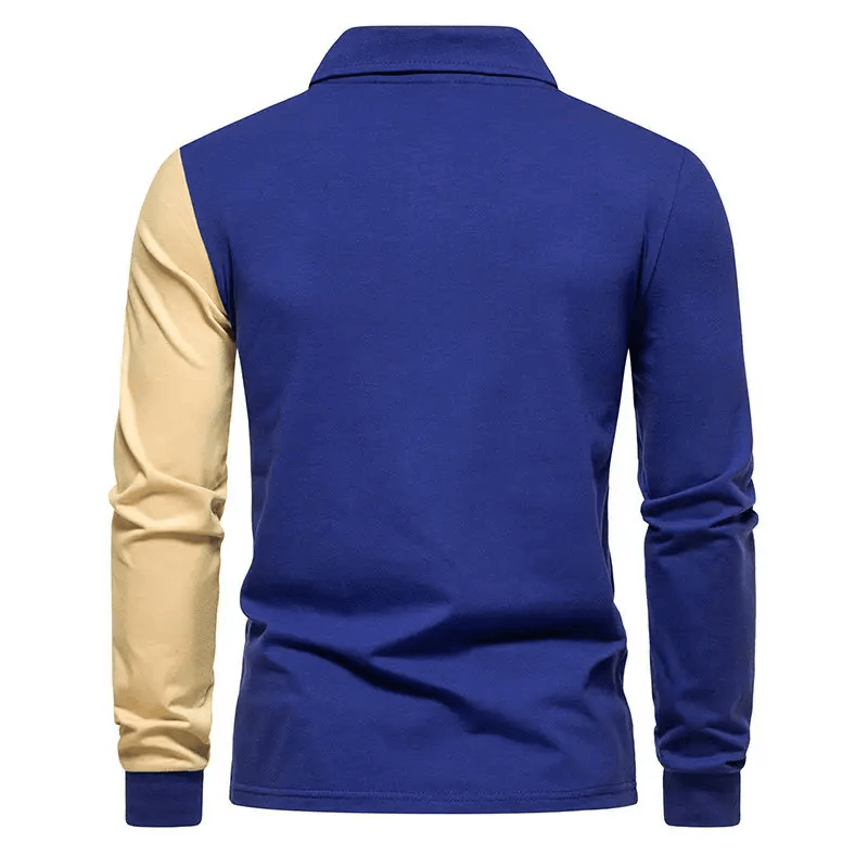 Autumn and Winter New Men's Polo Shirt Colored Polo Collar T-shirt Youth Long Sleeve T-shirt Underlay