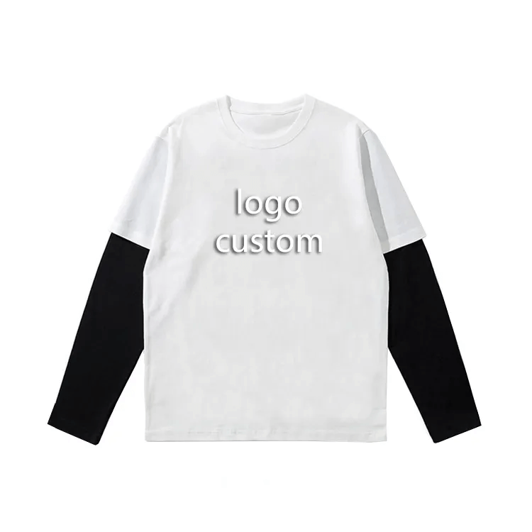 Casual  2 in 1 Double Layer Long Sleeve T Shirt Custom Blank Double Layer Long Sleeve T Shirt