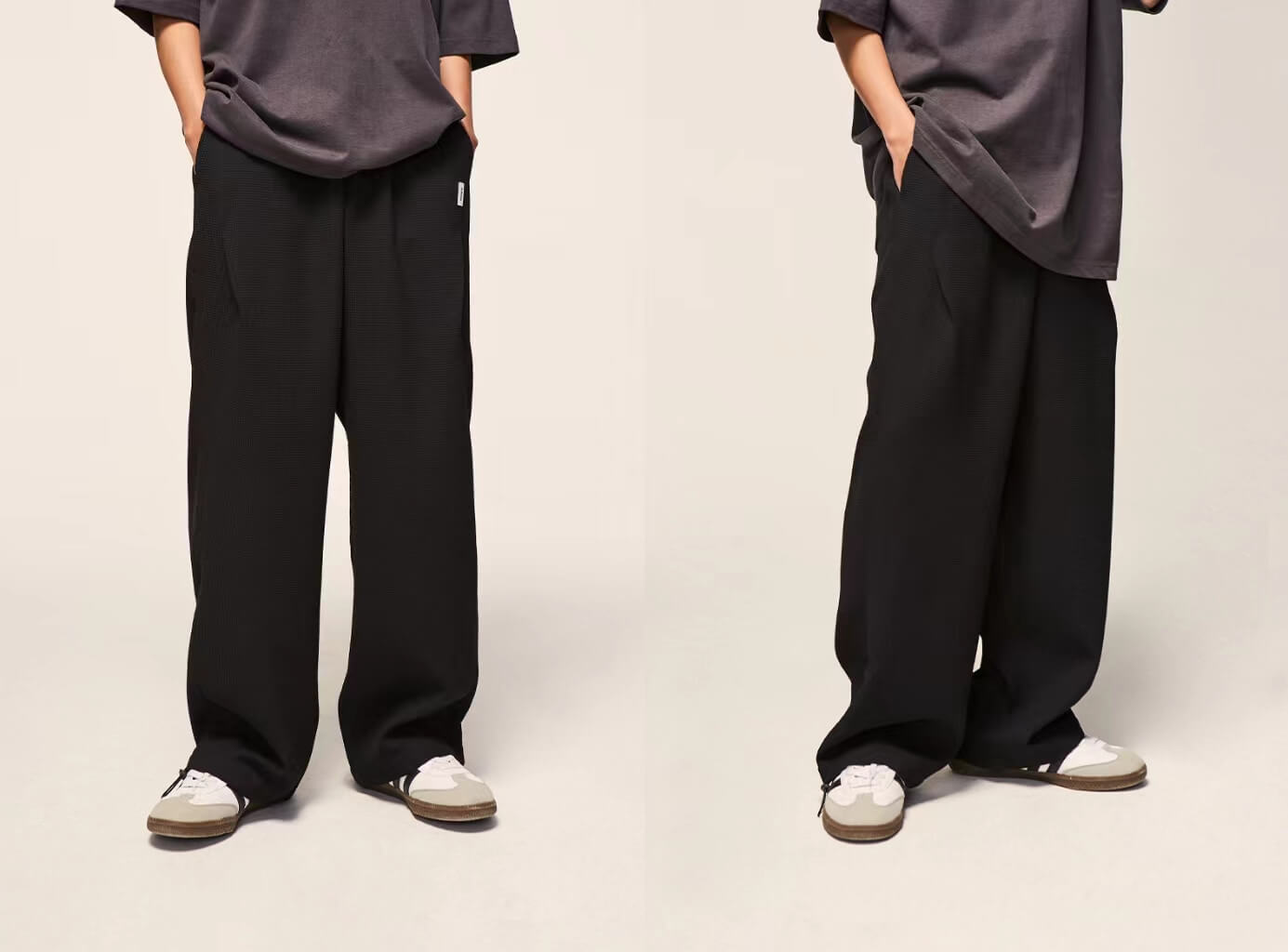 2023 New Waffle Design Mens Wide Leg Pants Oversize Street Wear Fashion Men's Knitted Vintage Casual Pants