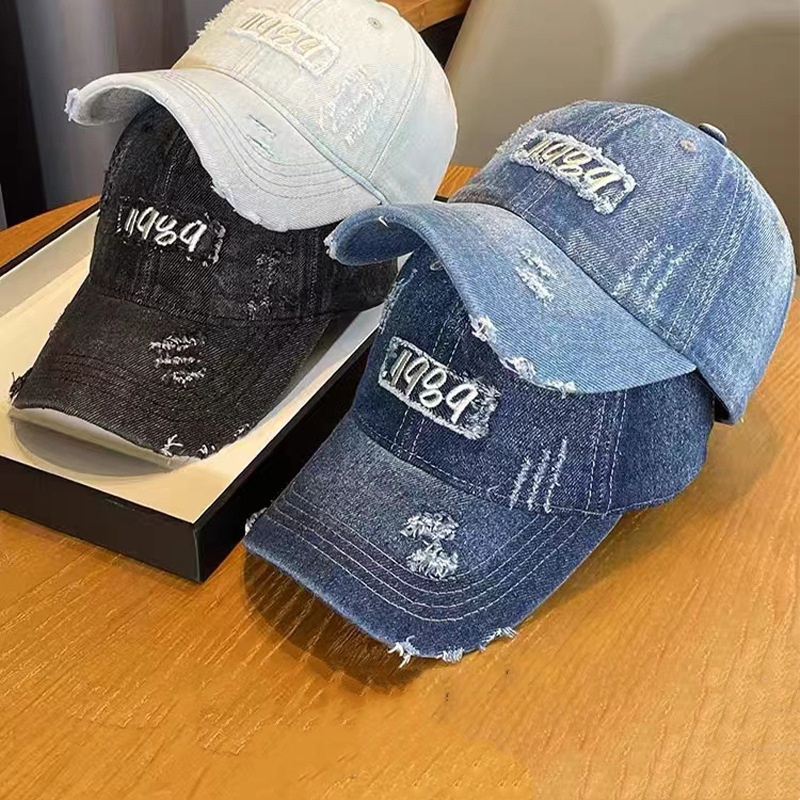 Vintage Cowboy washed cotton alphabet Custom embroidered Logo sport Fitted hats 6 Panel travel street Outdoor baseball caps